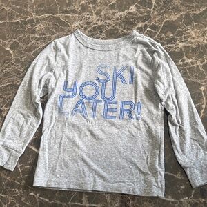 Crewcuts Gray Long Sleeve Tee with Blue Ski Print